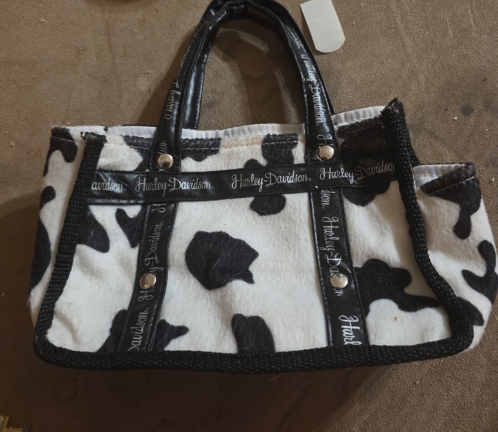 Harley-Davidson Black and White Cow Print Mini Tote